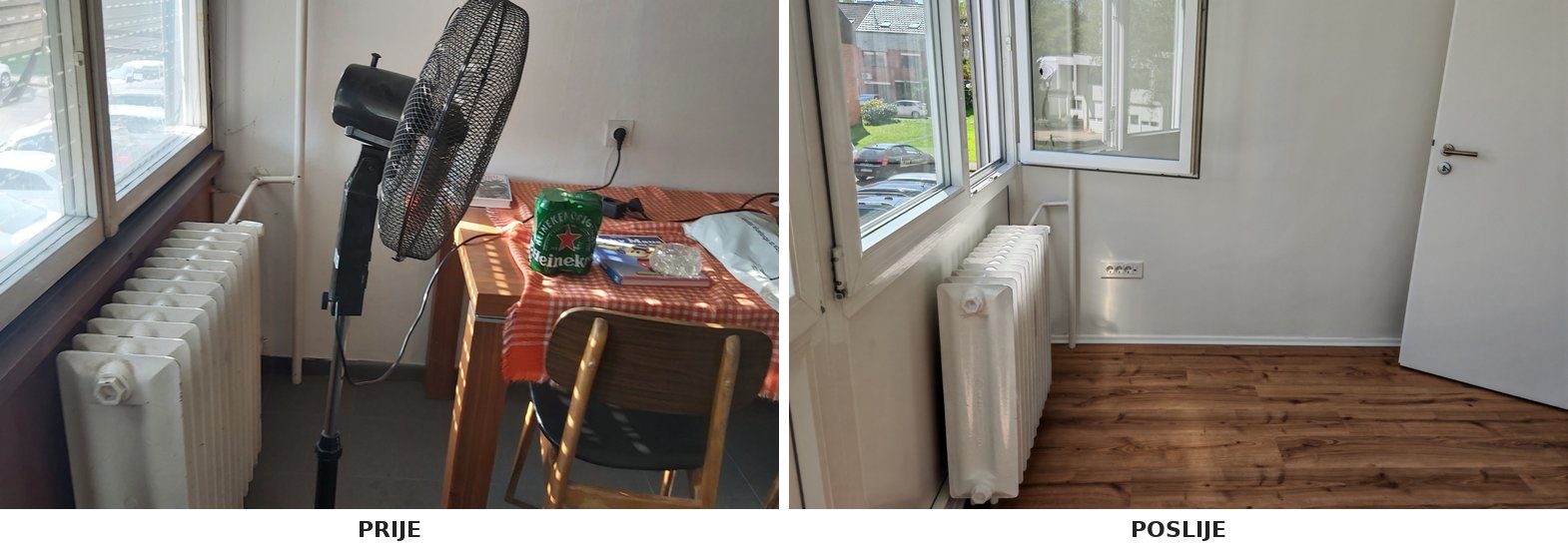 PVC prozori i radijator u Limenci u Utrinama – prije i poslije adaptacije